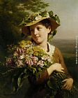 Young Beauty with Bouquet by Fritz Zuber-Buhler